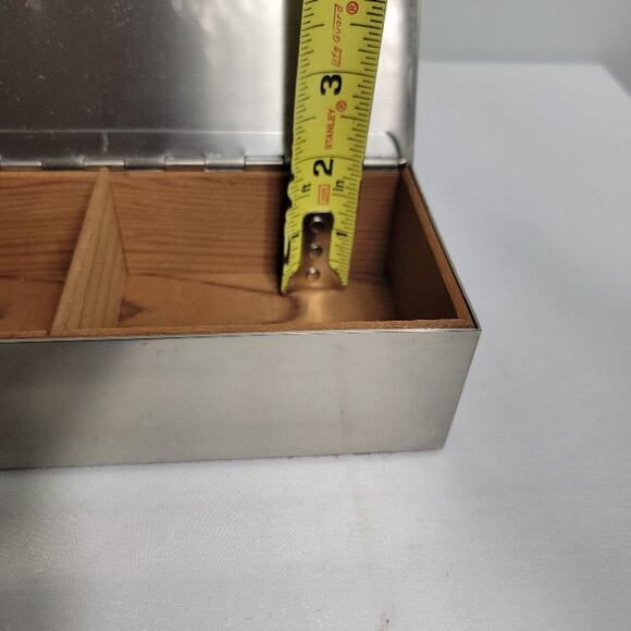 Vintage Metal Art Storage Box by Heintz Smith Silver Wood Keepsakes Collectible - Picture 9 of 12